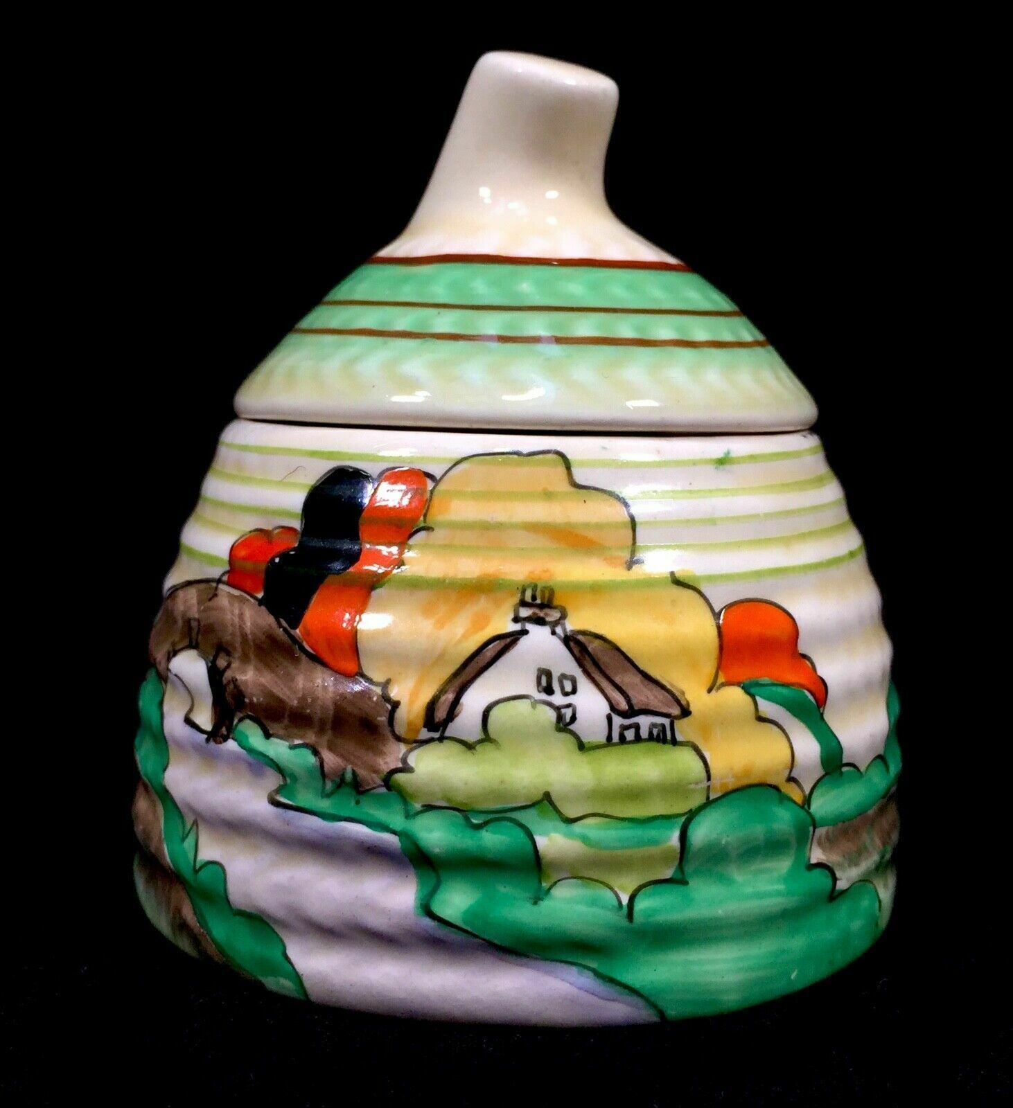 Antique Clarice Cliff   Lorna Preserve / Honey Pot C.1935 Art Deco Pottery photo Home Decor
