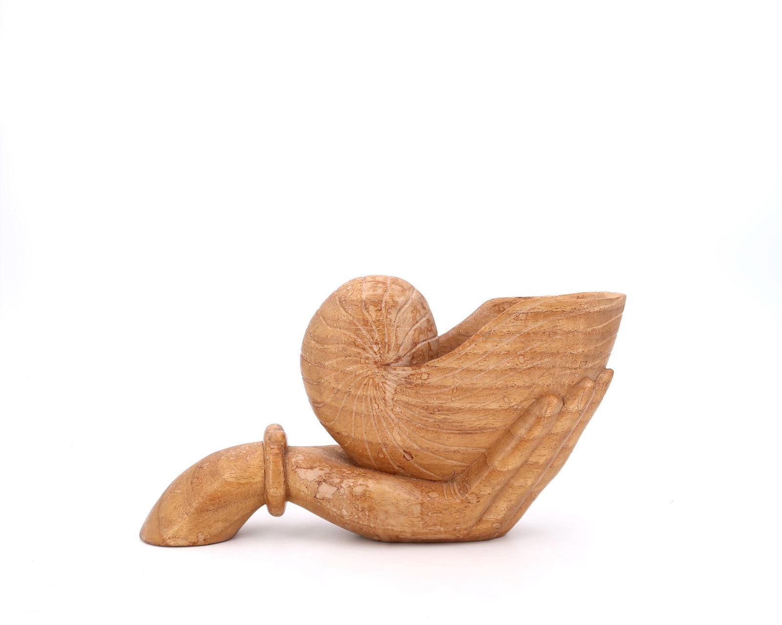 Large Wooden Bowl Or Dish, Hand Holding A Seashell, 1970s / Carved Wood, Bathroom, Boho Chic, Bohemian, Folk, Ring Dish, Jewelry Holder photo furniture