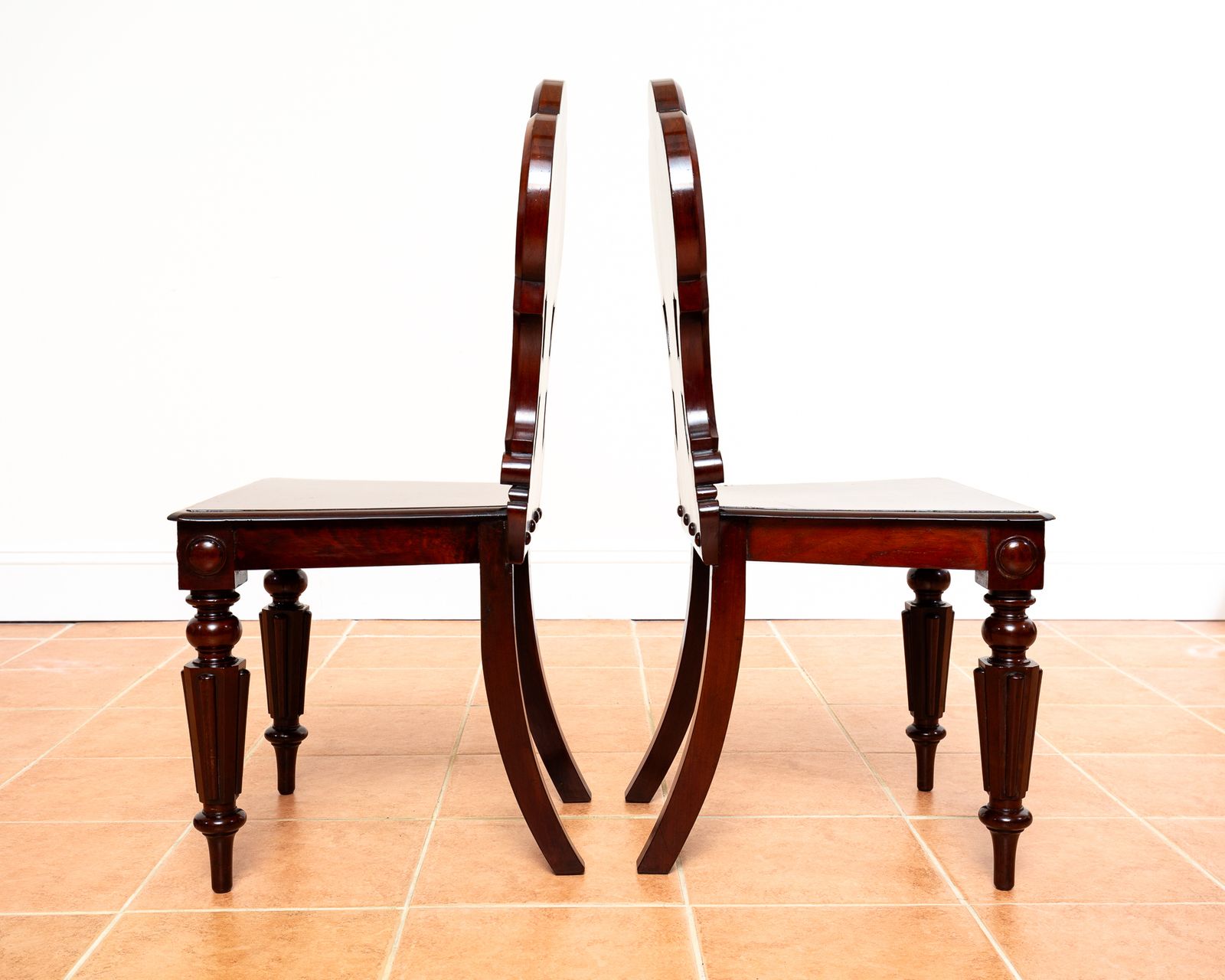 Pair Of Regency Mahogany Hall Chairs 1810 Gillows Of Lancaster Country House Fine Antique Large Carved photo vinterior