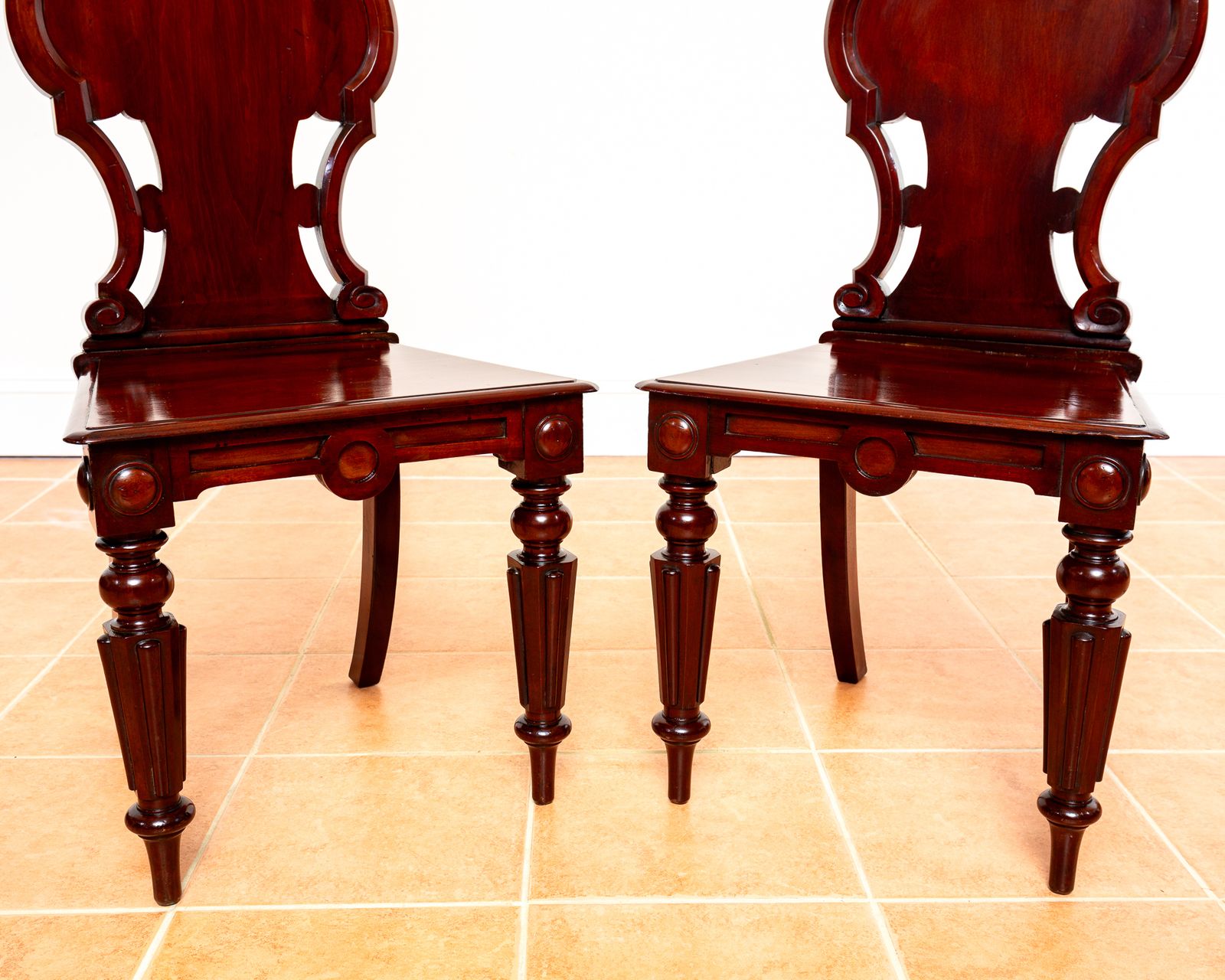 Pair Of Regency Mahogany Hall Chairs 1810 Gillows Of Lancaster Country House Fine Antique Large Carved photo for sale