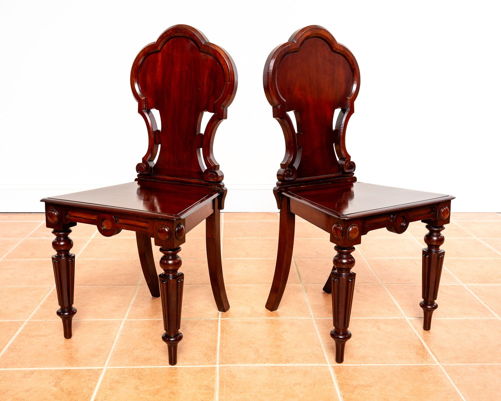 Pair Of Regency Mahogany Hall Chairs 1810 Gillows Of Lancaster Country House Fine Antique Large Carved