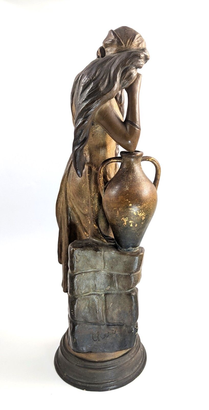 Cherc For Goldscheider Earthenware Figurine “Rebecca By The Spring”, C.1900 photo 700.0