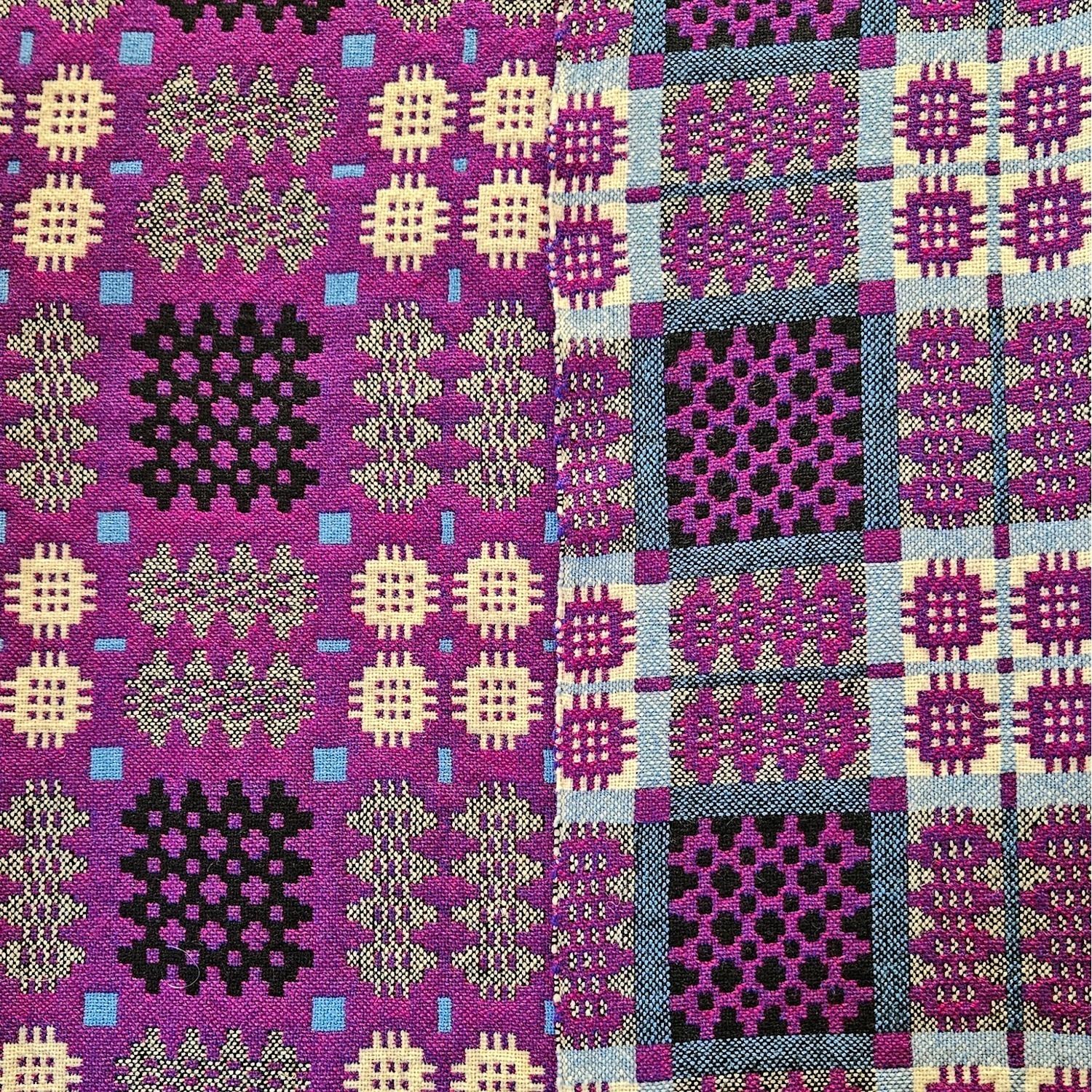 Vintage Welsh Blanket In Purple, Aqua, Black, Cream photo Textiles