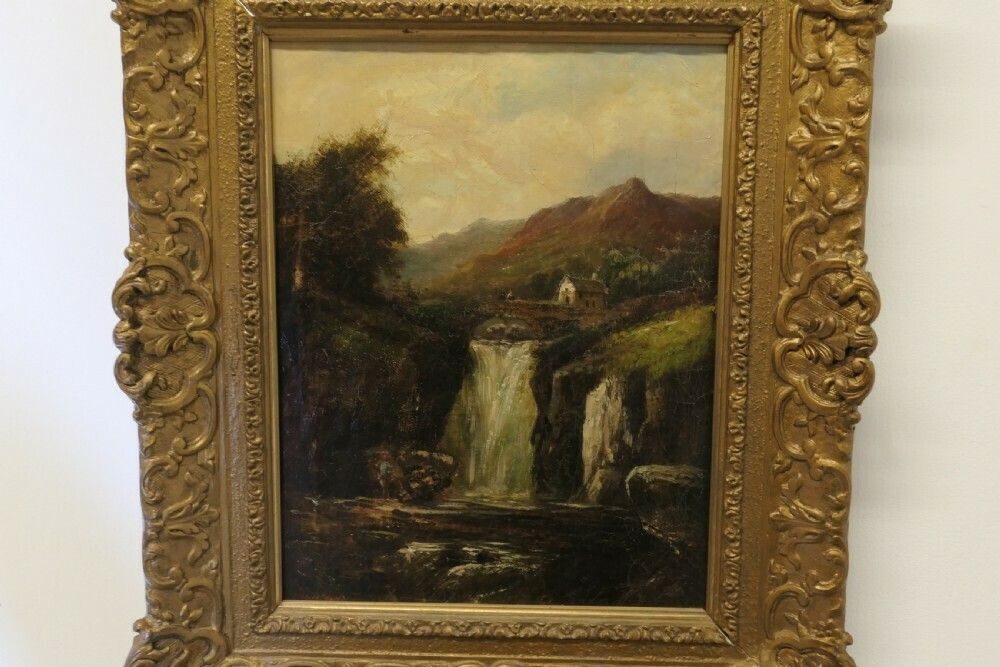 Unsigned Victorian Oil Painting, Of A Water Fall photo buy
