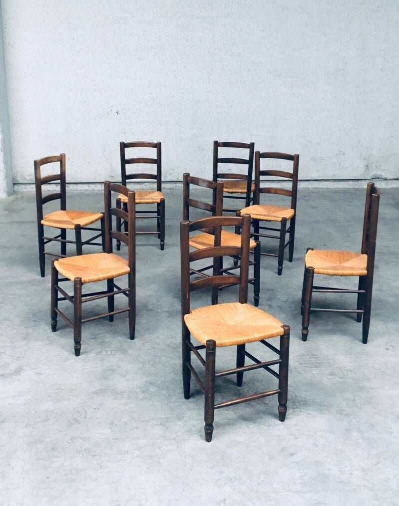 Franse Provincial Design Stoelen Met Biezen Zitting, Jaren 1940 photo for sale