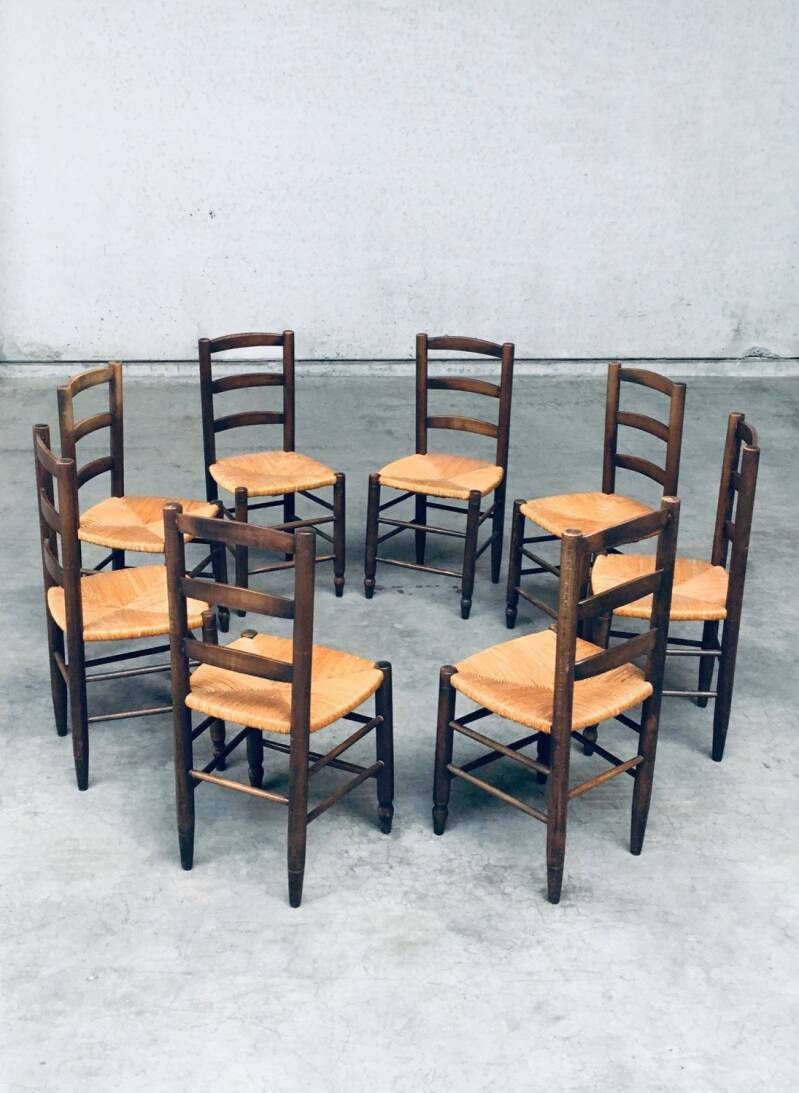 Franse Provincial Design Stoelen Met Biezen Zitting, Jaren 1940 photo vinterior