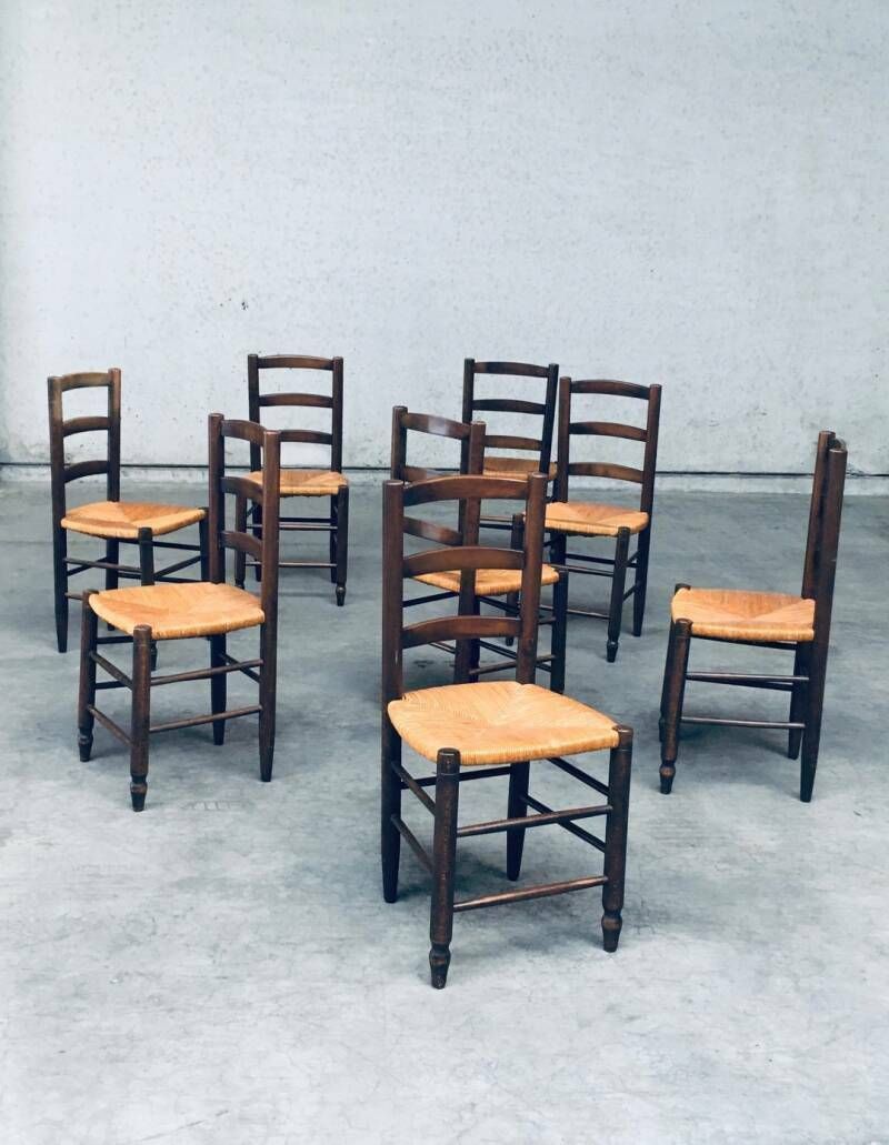Franse Provincial Design Stoelen Met Biezen Zitting, Jaren 1940 photo vintage