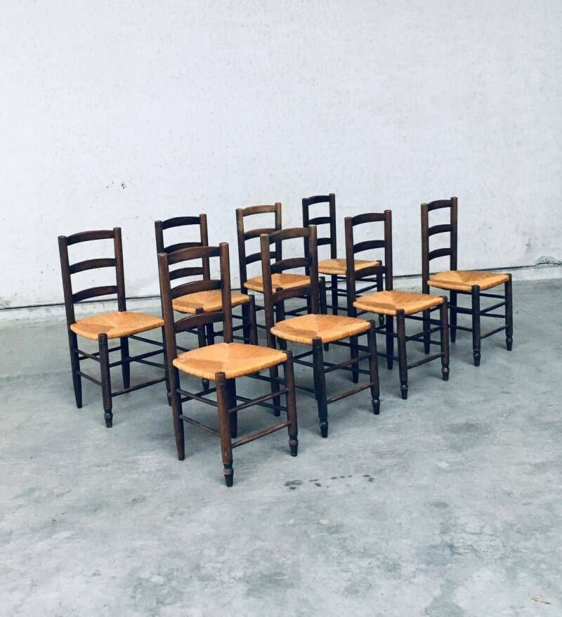 2800.0 Franse Provincial Design Stoelen Met Biezen Zitting, Jaren 1940 photo