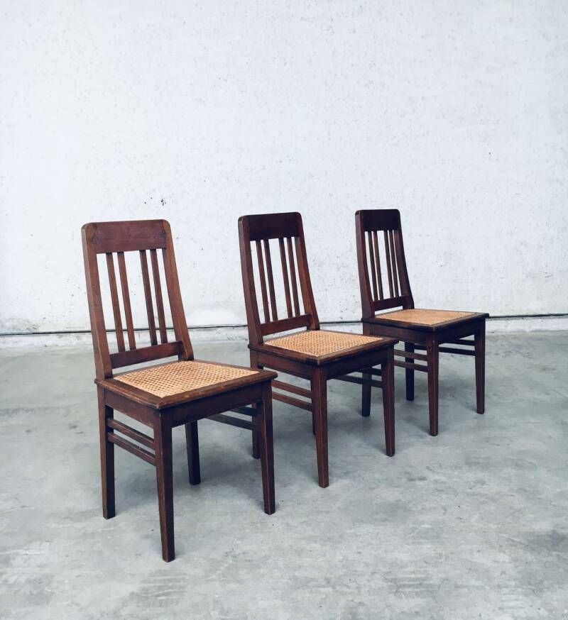 Art Deco Eetkamerstoelen, Begin 20e Eeuw – Set Van 3 photo buy