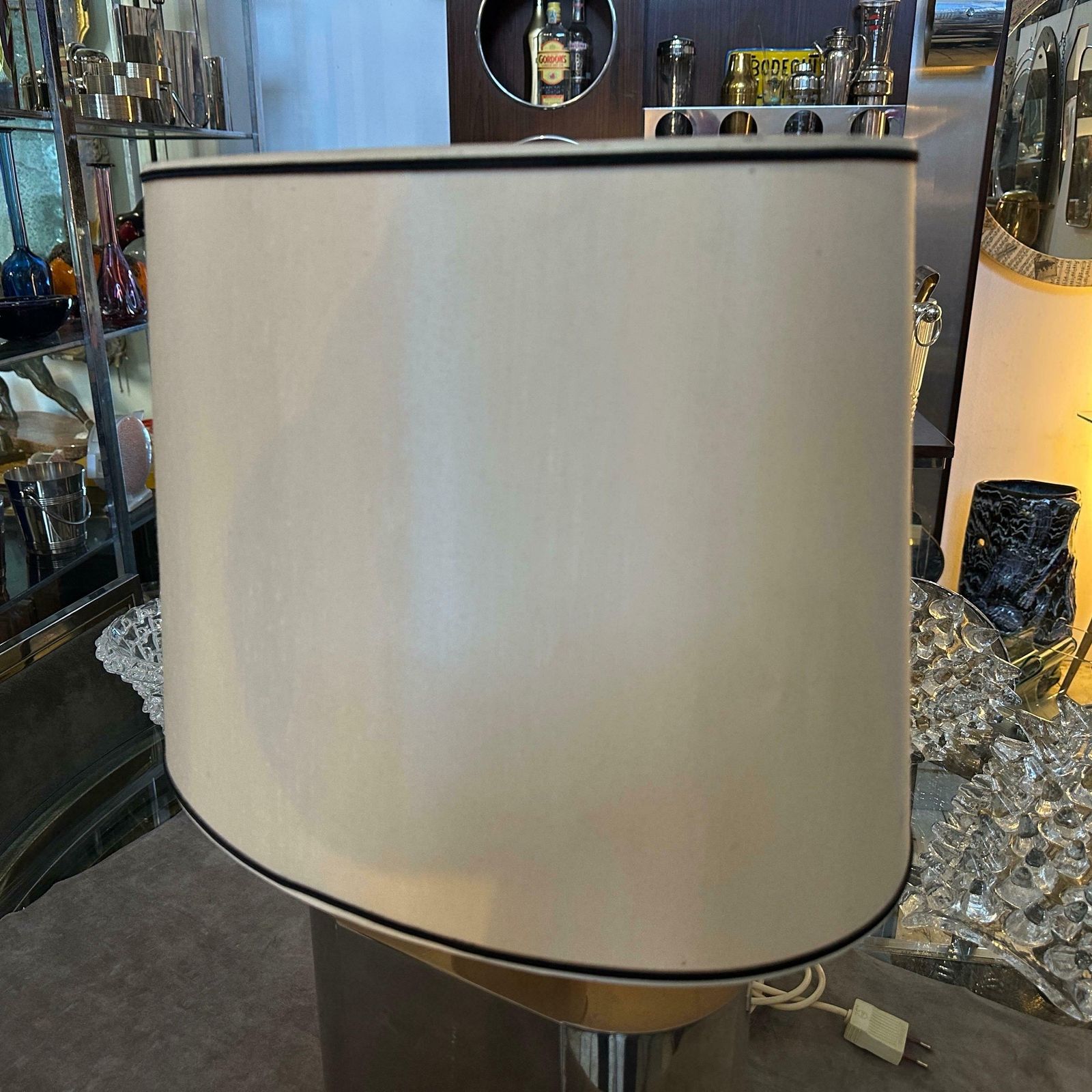 Lighting 1980s Mid Century Modern Oval Steel Table Lamp By Tommaso Barbi photo