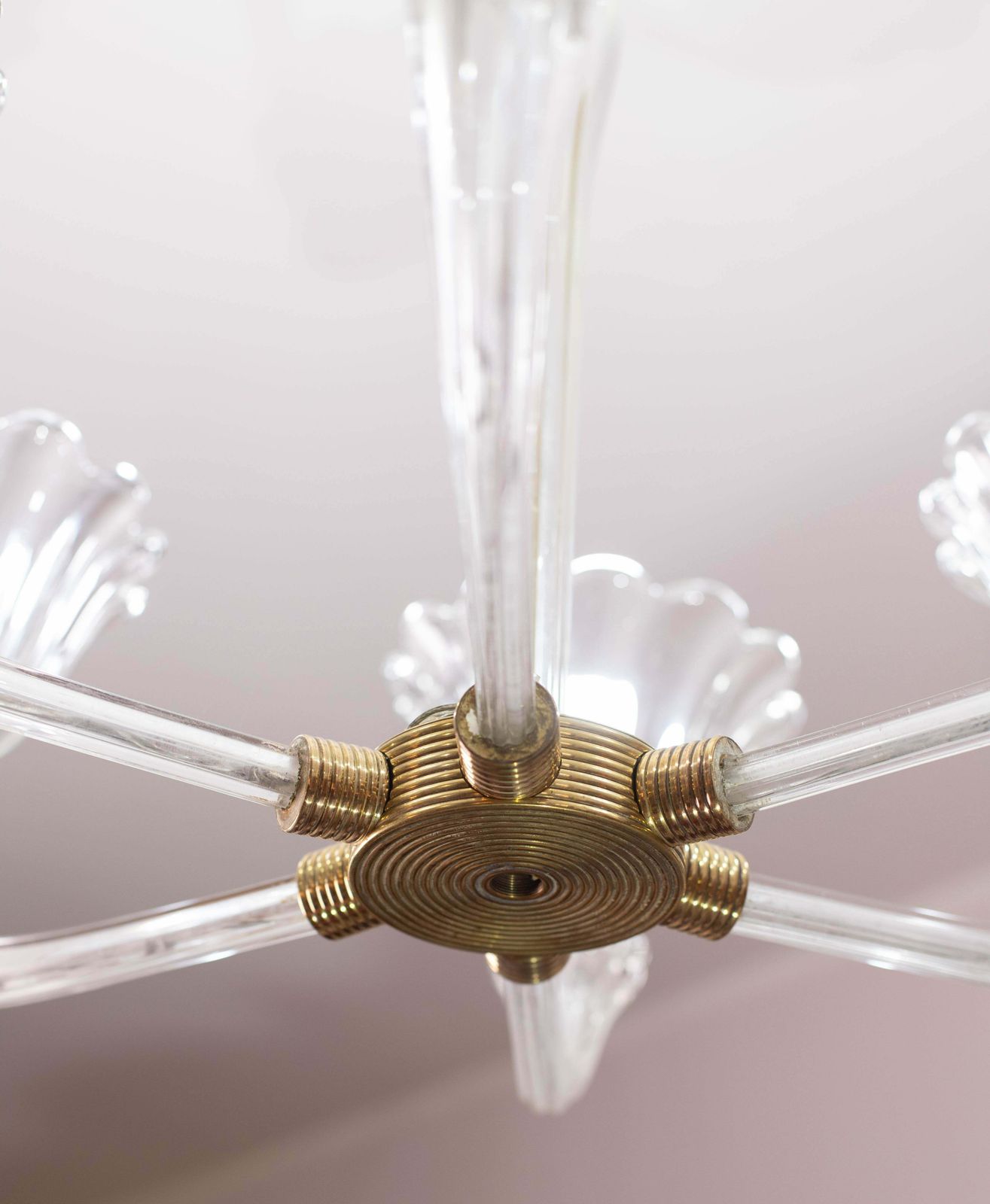 photo buy Mid Century Venetian Art Deco Murano Blown Glass Six Light Chandelier By Seguso