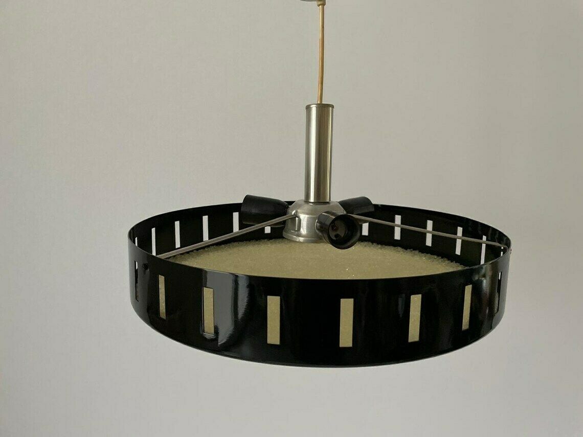 photo furniture German Modern Round Black Metal Ceiling Lamp 1960s Germany