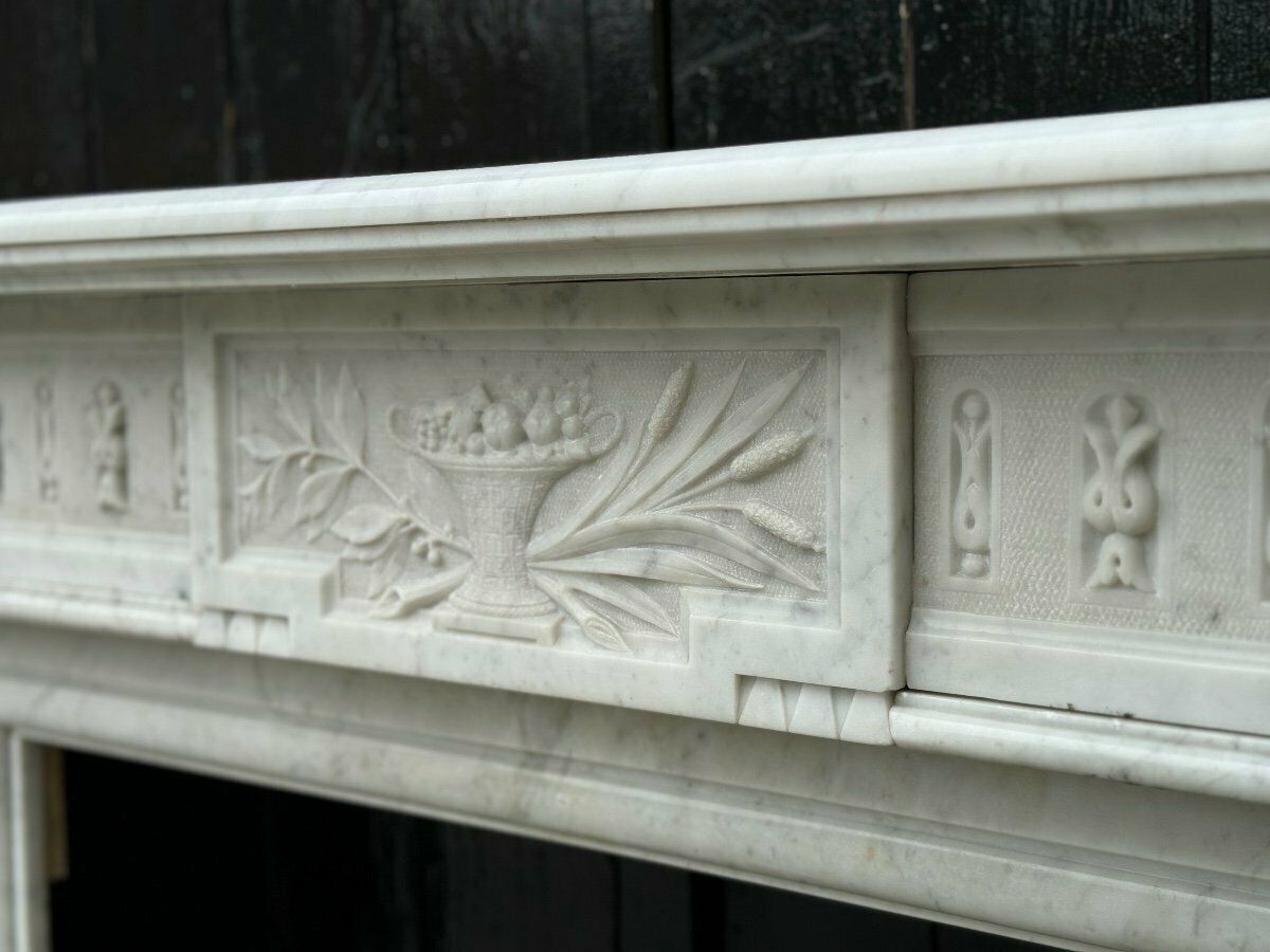 Louis XVI Style Fireplace In White Carrara Marble Circa 1880 photo furniture