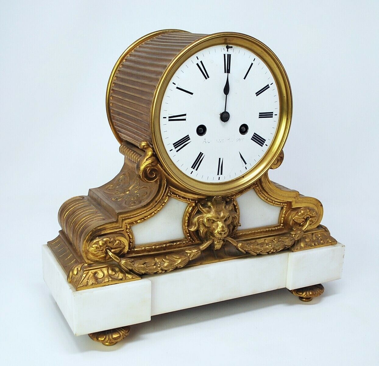 Louis XVI Clock In White Marble And Gilt Bronze photo for sale