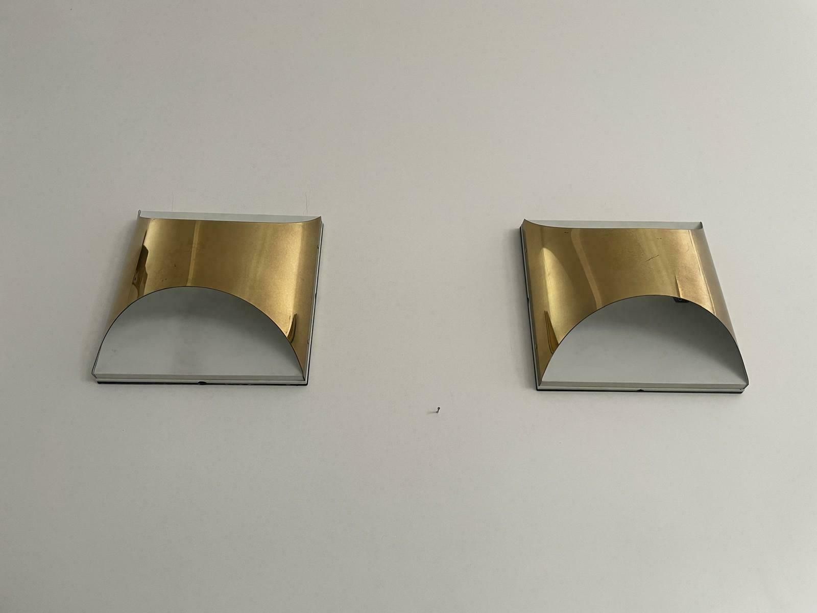 photo furniture Model Quadrotto Brass Pair Of Sconces By Enrico Tronconi, 1980s, Italy