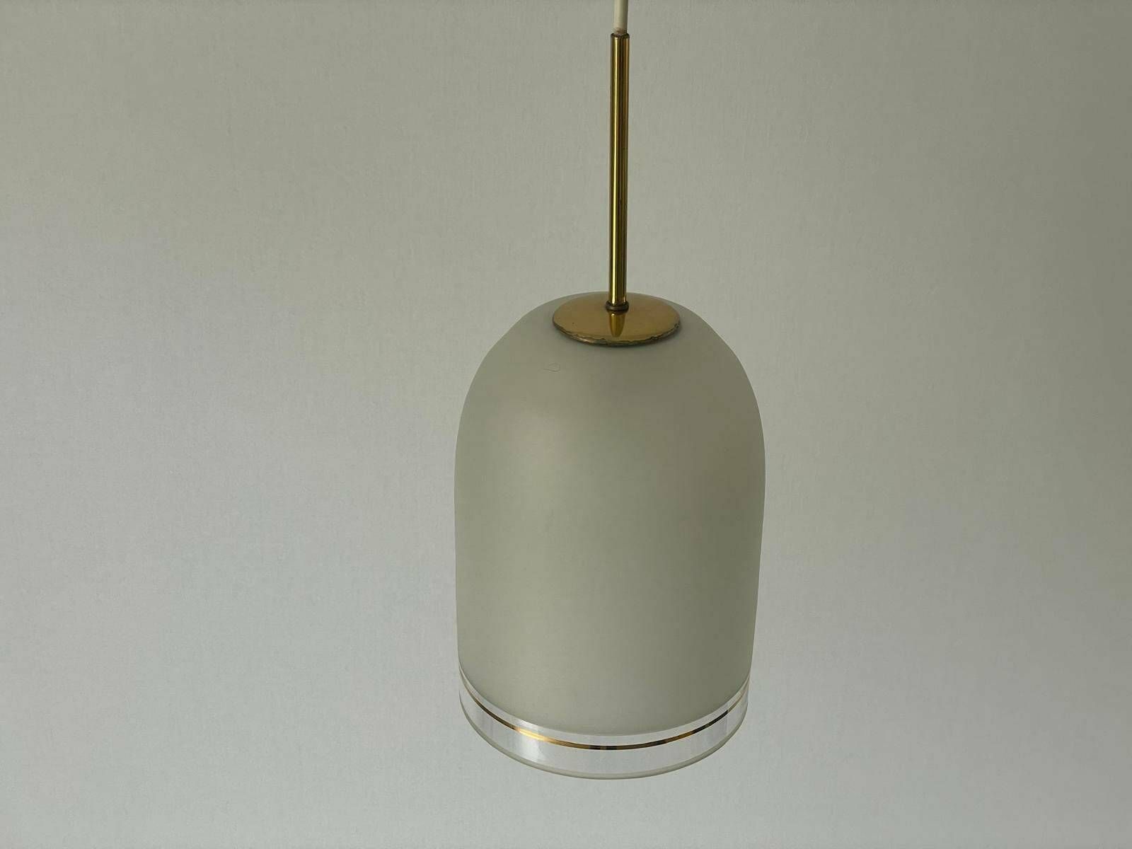 Small Elegant Glass Pendant Lamp By Doria With Gold Details, 1960s, Germany