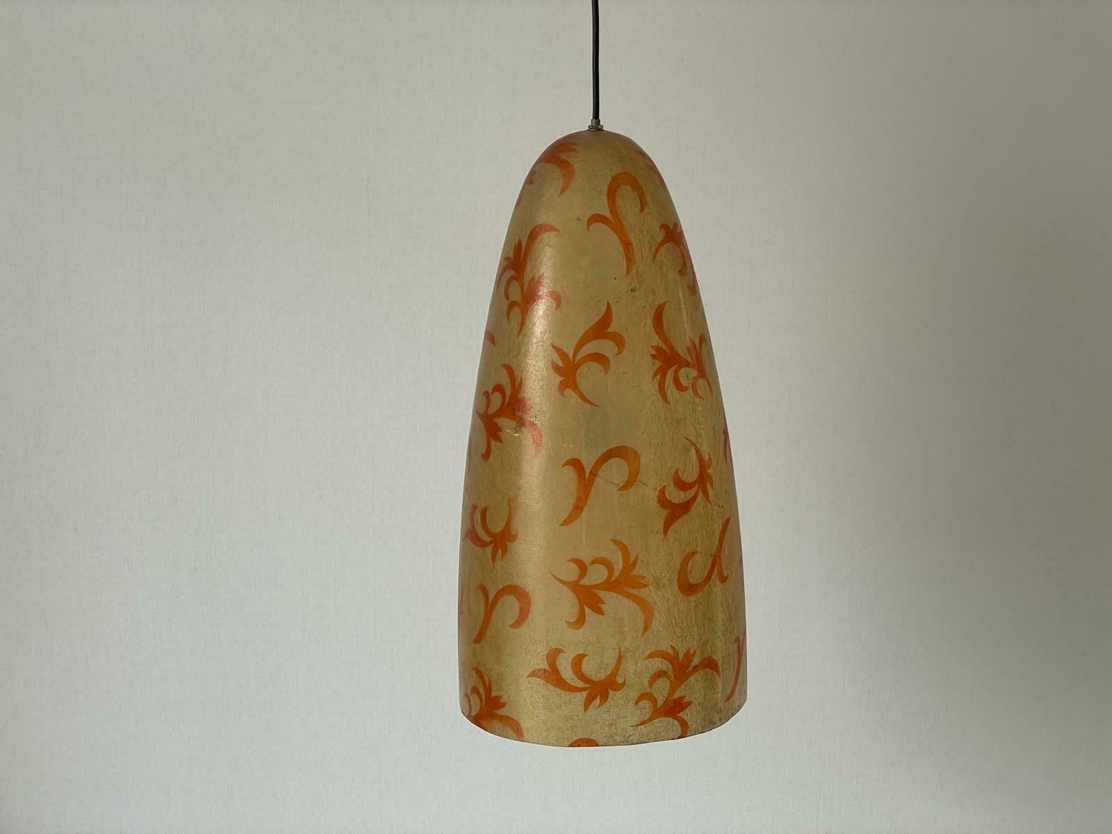 photo for sale Unusual Italian Design Polyester Pendant Lamp With Floral Art Signs, 50s/60s, Italy