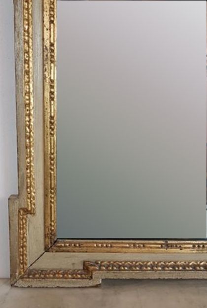 Louis XVI Style Console And Mirror   Slightly Veined White Marble   Gilding And Creamy White Patina photo buy