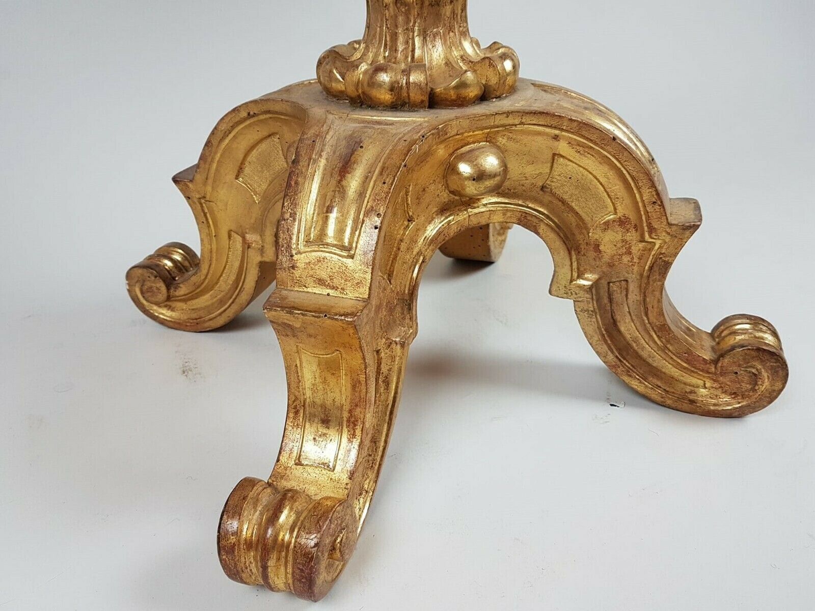 Pedestal Table With Inlaid Marble Tablet And Gilt Wood Base   Italy 19th Century photo for sale
