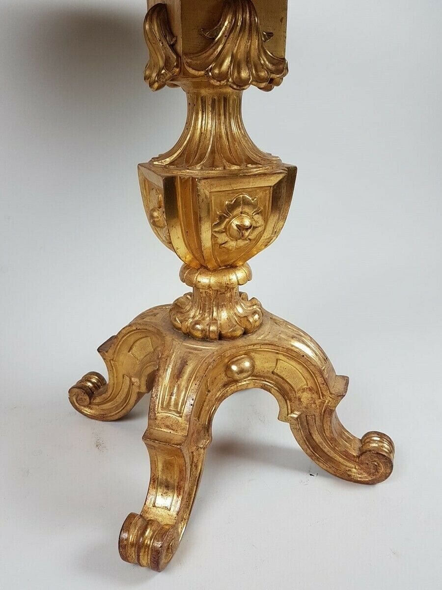 Pedestal Table With Inlaid Marble Tablet And Gilt Wood Base   Italy 19th Century photo 5750.0