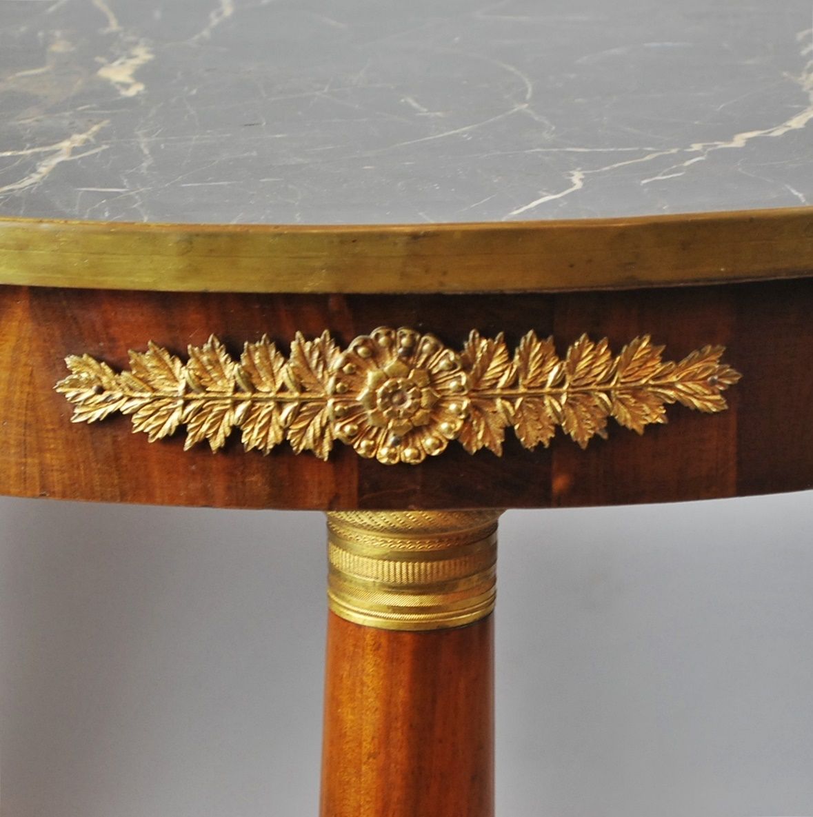 Empire Mahogany Pedestal Table With Marble Shelf 19th photo vinterior