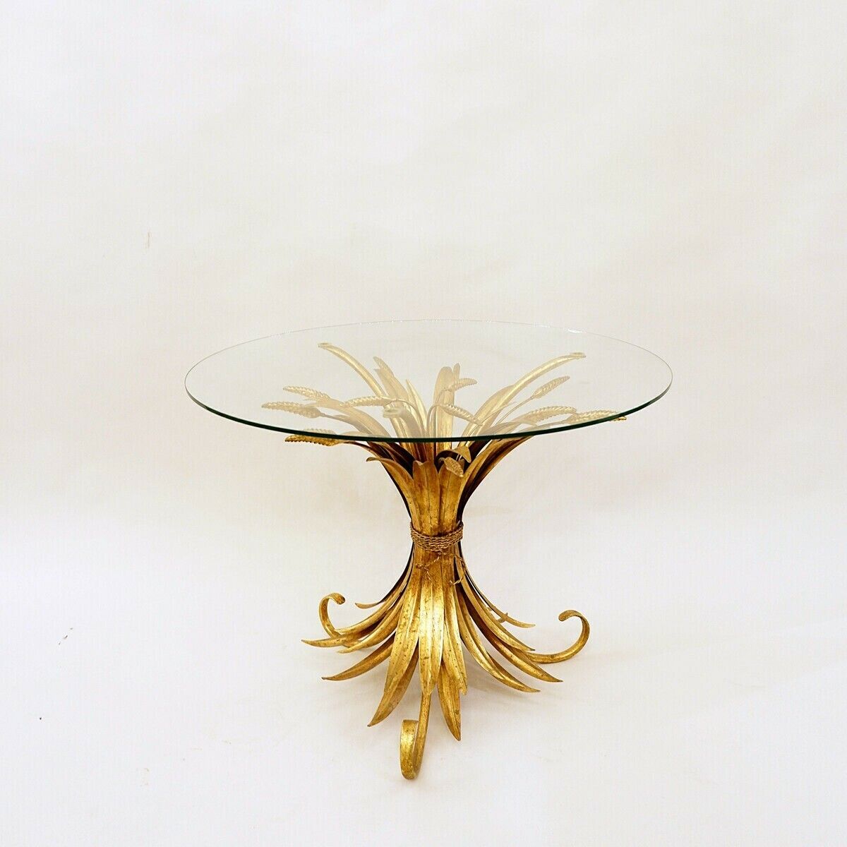 Vintage Gilt Metal Sheaf Of Wheat Coffee Table In The Style Of Coco Chanel, 1960