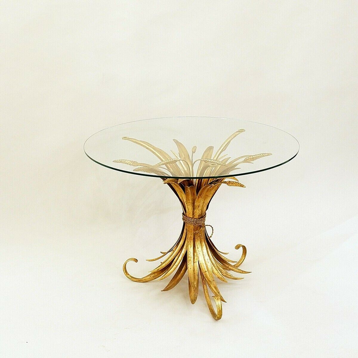 Vintage Gilt Metal Sheaf Of Wheat Coffee Table In The Style Of Coco Chanel, 1960 photo vintage