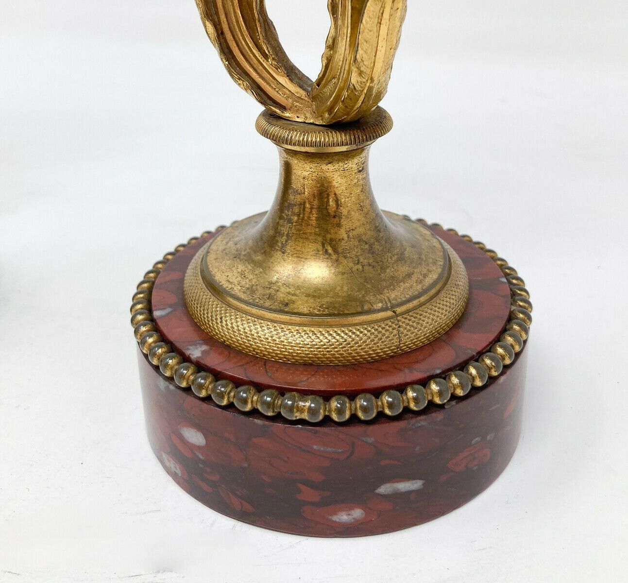 Finely Chiseled Bronze Candlesticks With Chimera Heads   Morello Cherry Marble photo vinterior