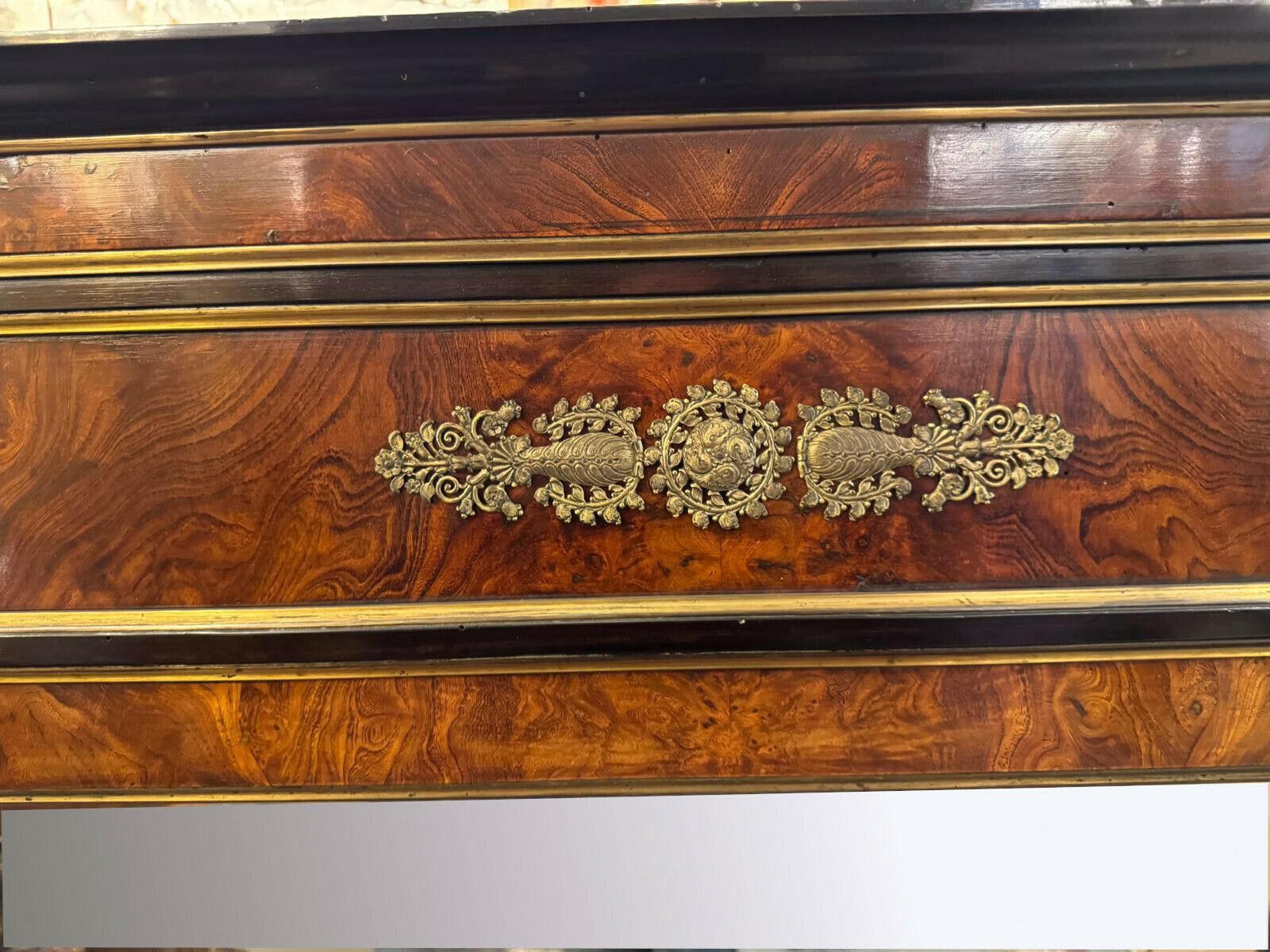 photo for sale Pair Of Flamed Mahogany And Gilded Bronze Mirrors