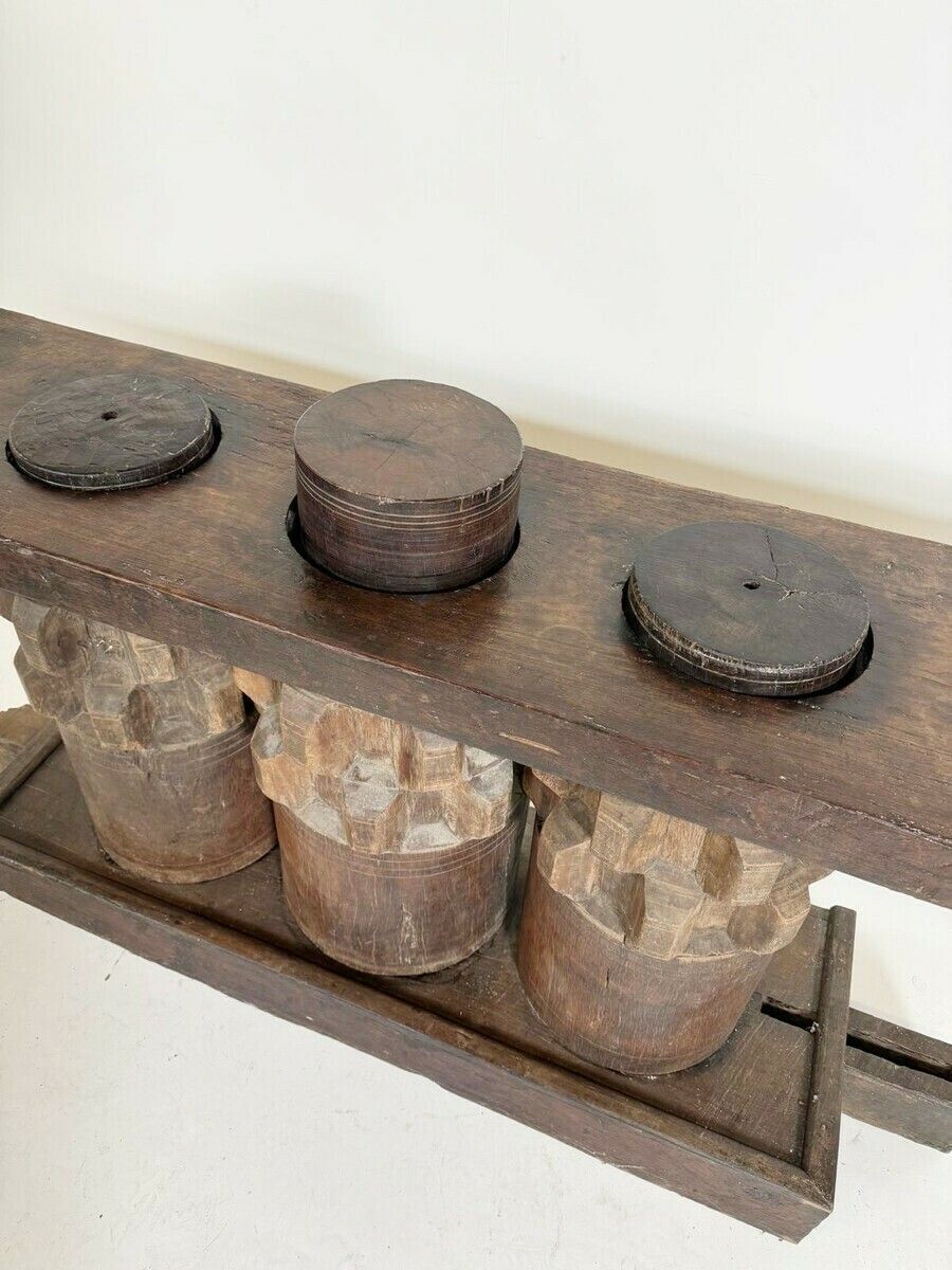 Wooden Console Made Of Sugar Cane Crusher Elements photo Furniture