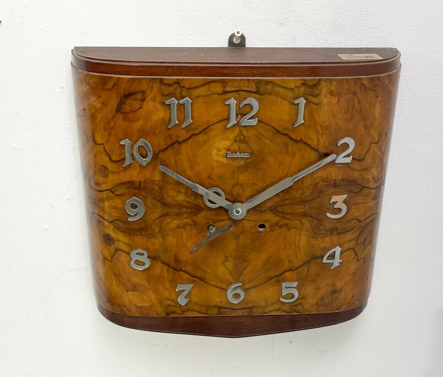 Art Deco Walnut Clock, 1940s, Vintage