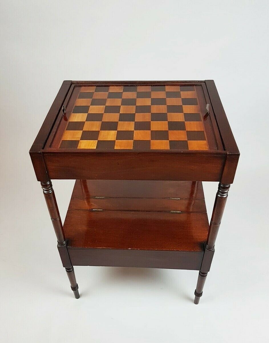 Game Table, Double Sided Board (Checkerboard And Bagdamon) Early 20th photo for sale