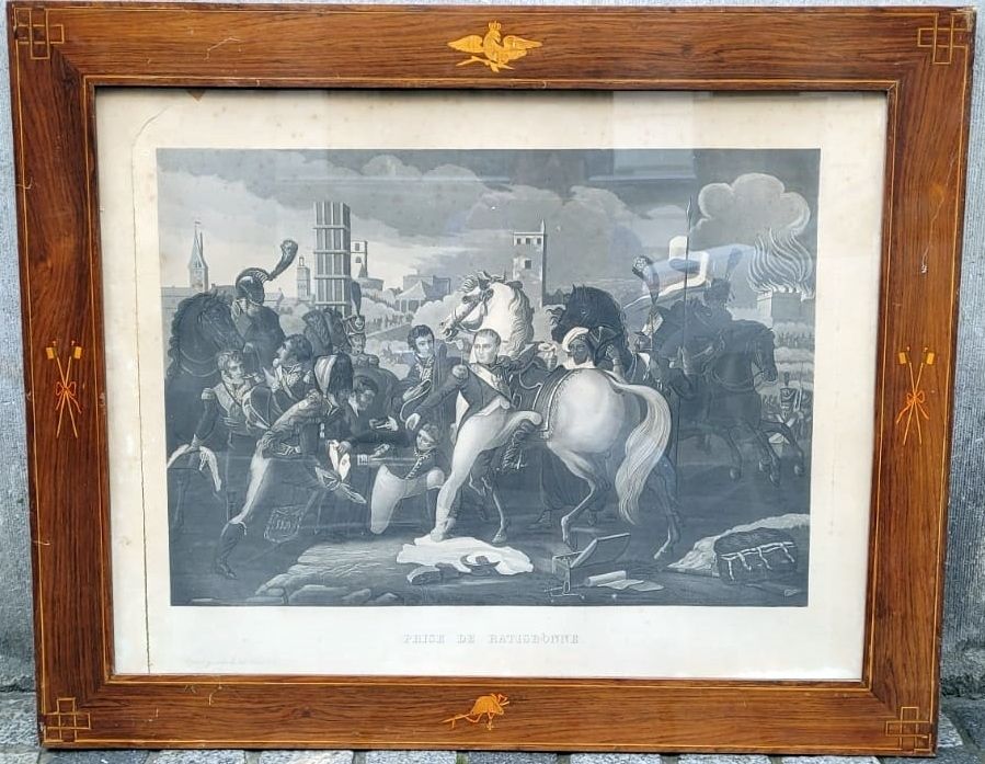English Engraving Representing Napoleon In The Battle Of Regensburg