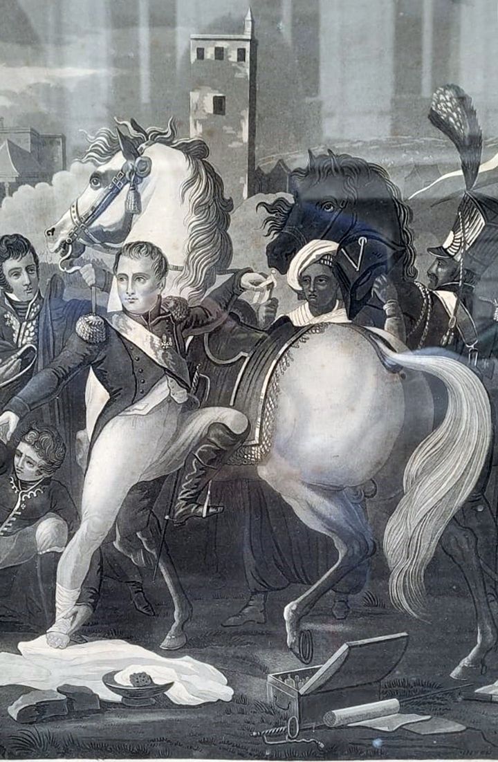 English Engraving Representing Napoleon In The Battle Of Regensburg photo furniture