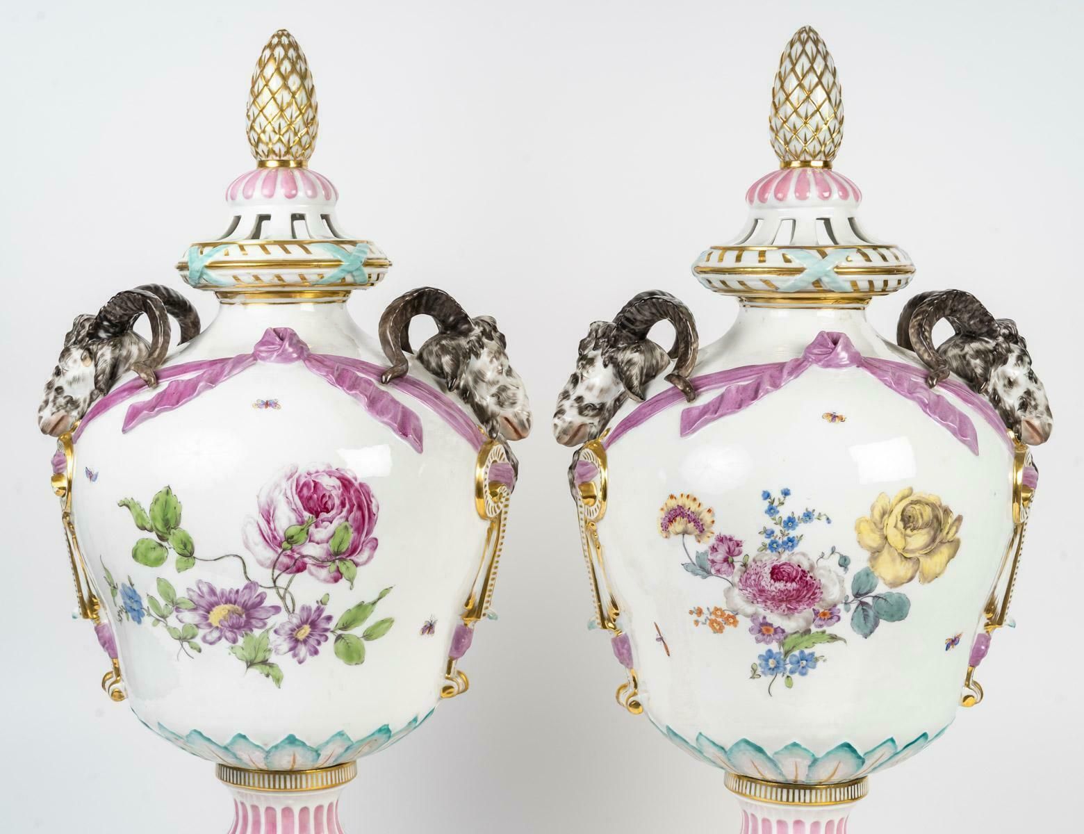 photo furniture Big Pair Of Berlin Porcelain Covered Vases, Napoleon III.