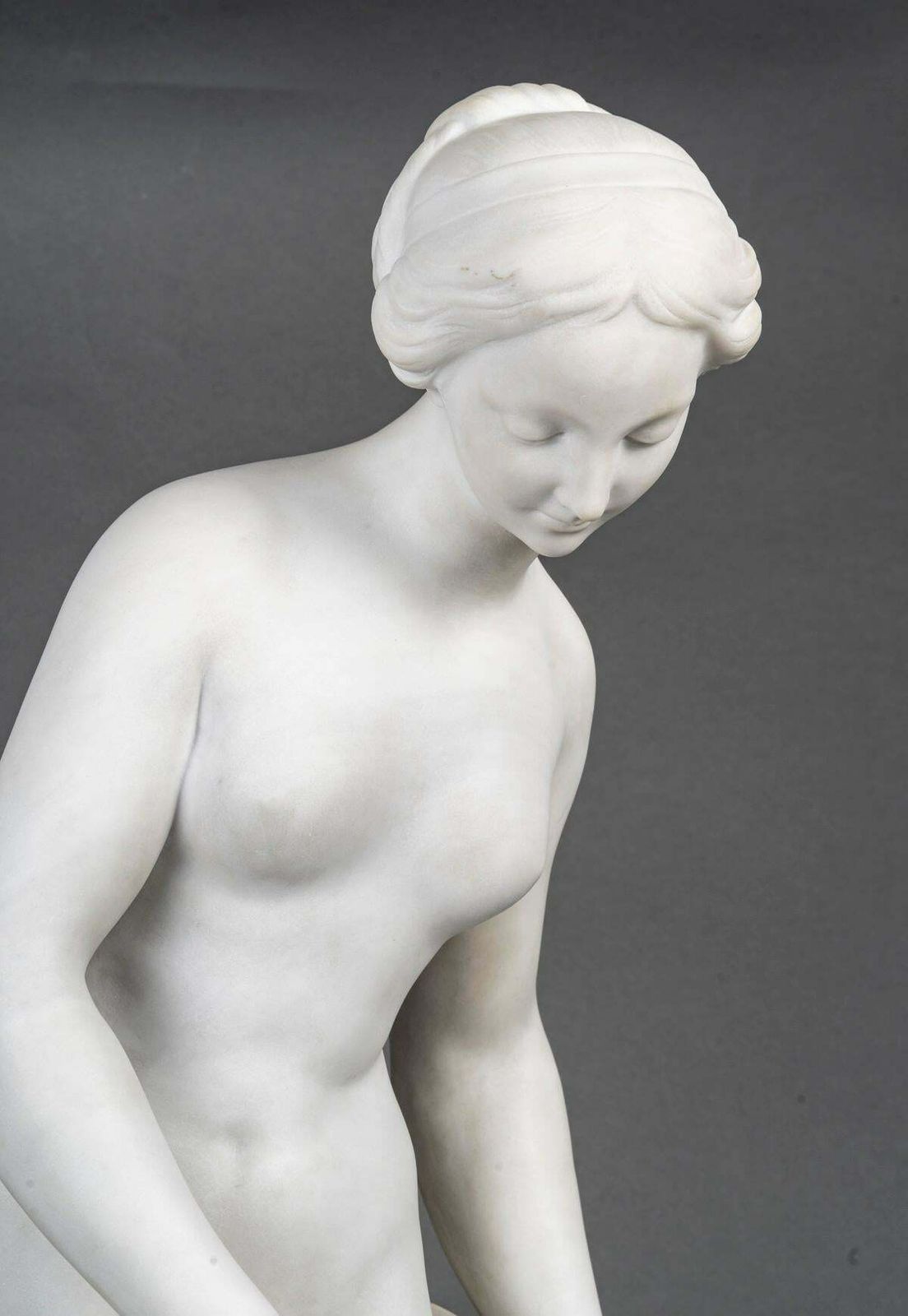A Big Sculpture In White Carrara Marble, Napoleon III Period. photo vinterior
