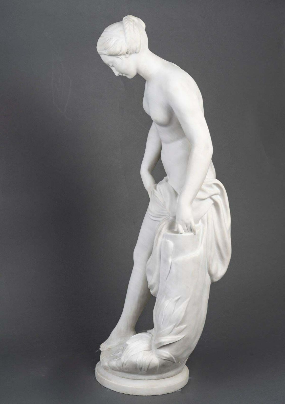 Art A Big Sculpture In White Carrara Marble, Napoleon III Period. photo