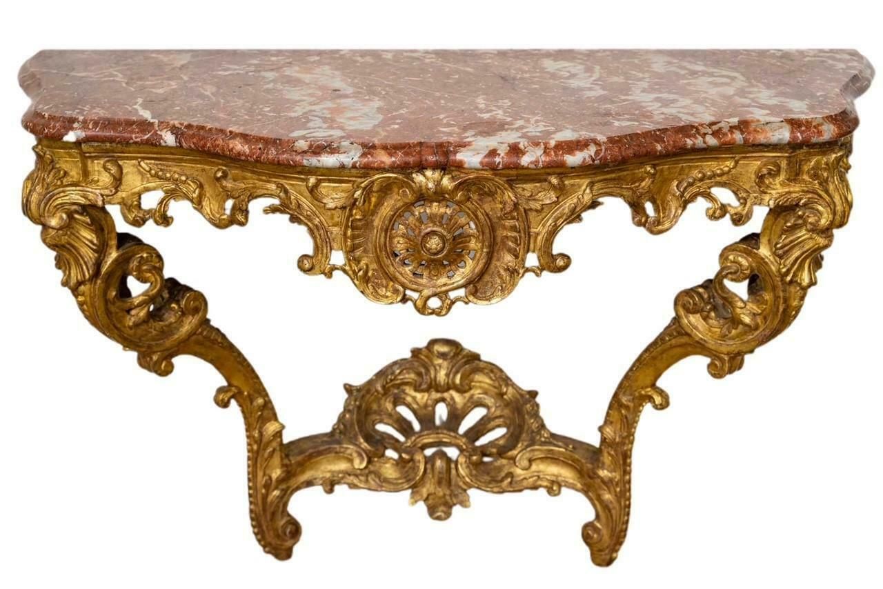 а Big Carved And Gilded Wood Console Table, Regency Period, 18th Century photo furniture