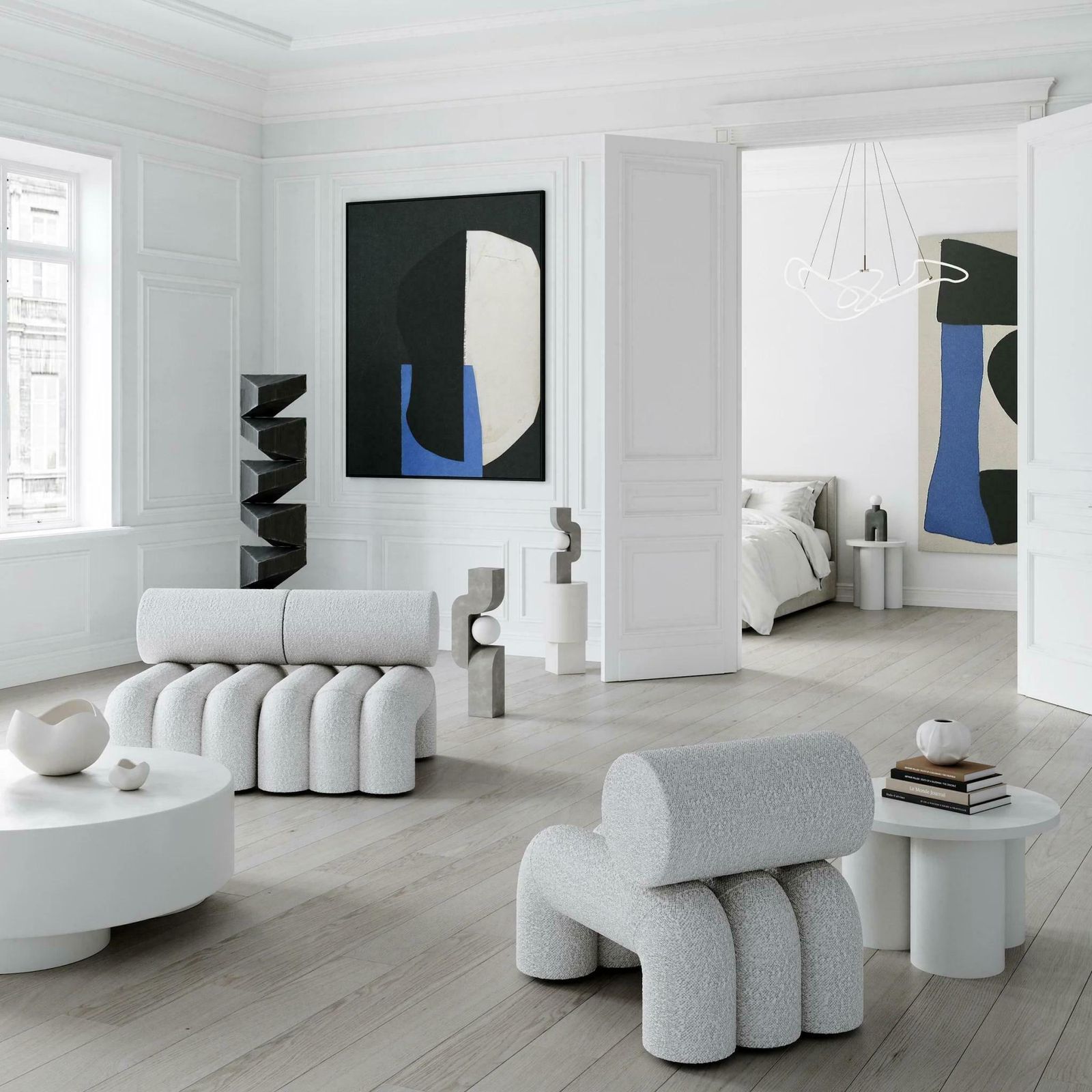 Big Foot Table Tall, Side Table, End Of Sofa, Fiber Concrete, Contemporary Work. photo for sale