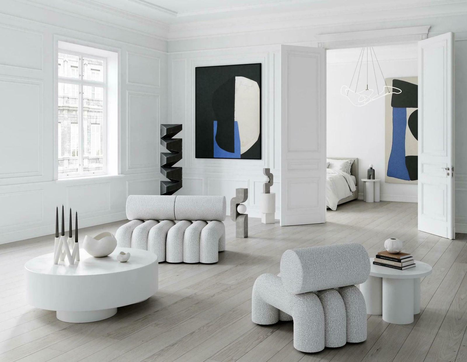 Big Foot Table Tall, Side Table, End Of Sofa, Fiber Concrete, Contemporary Work. photo vinterior