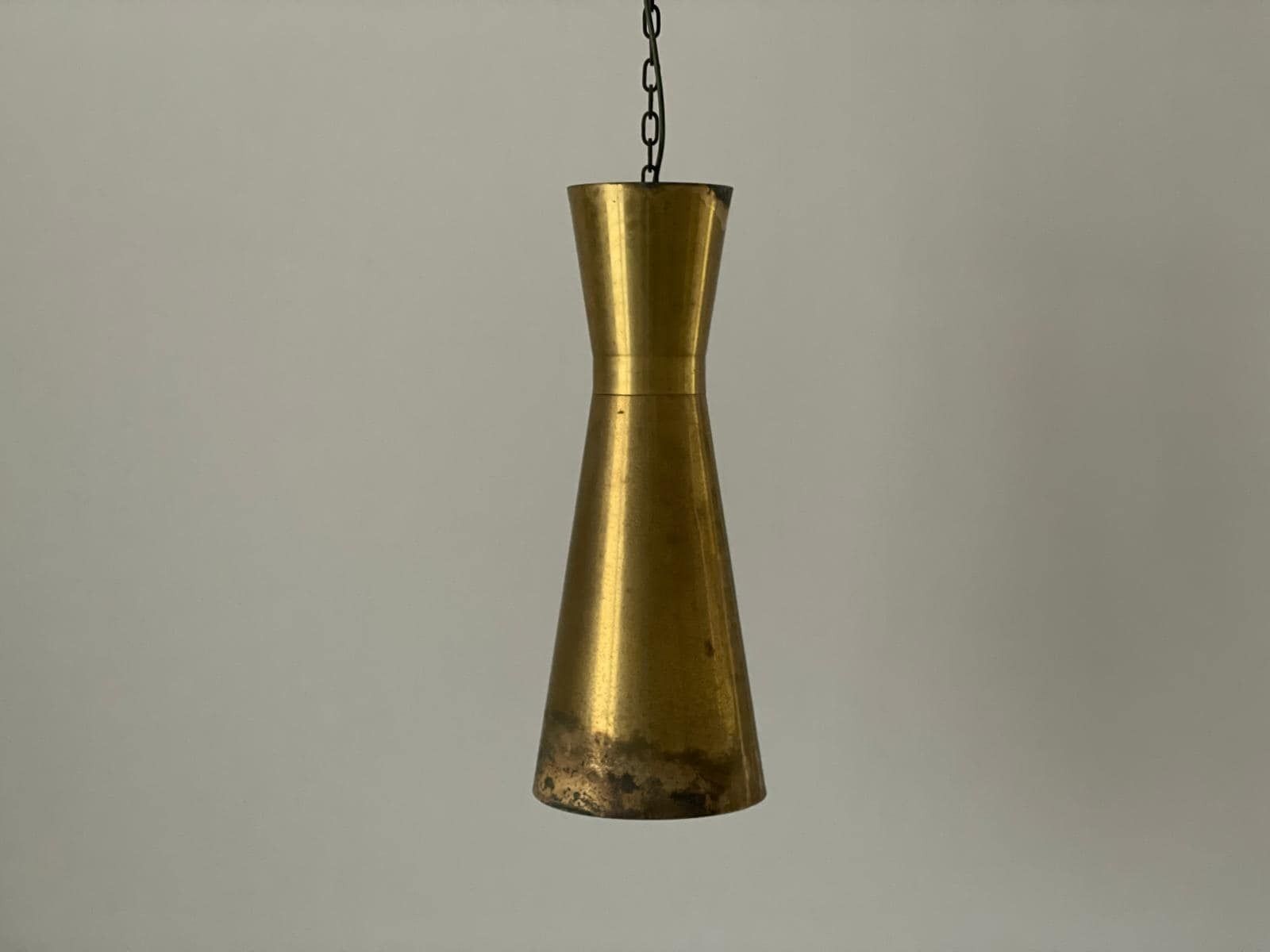 Brass Diabolo Shade Xl Church Pendant Lamp With Chain Hanger, 40s/50s, 3 Available