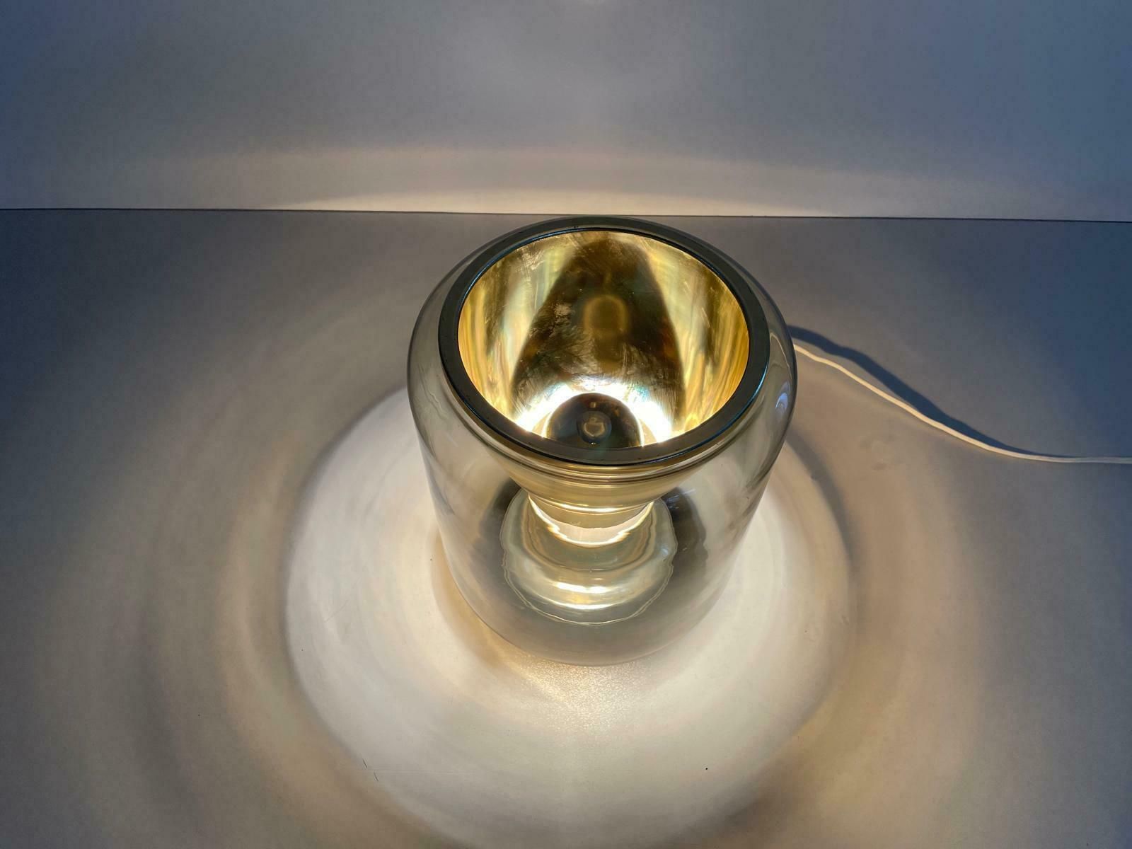 photo furniture Glass And Gold Metal Ceiling Lamp By Erco, 1970s, Germany