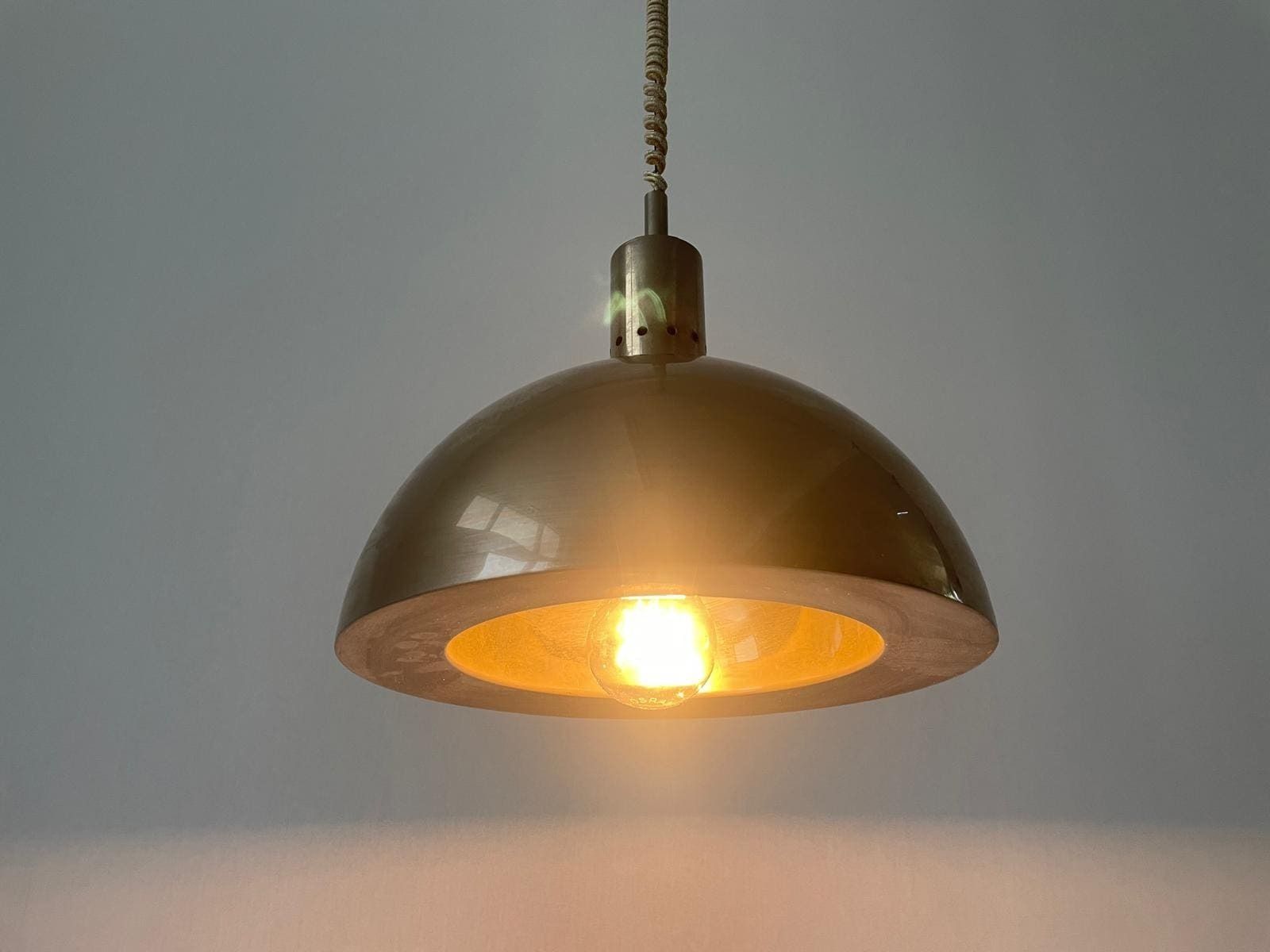 Mid Century Modern Italian Matte Chrome Pendant Lamp, 1960s, Italy photo vinterior