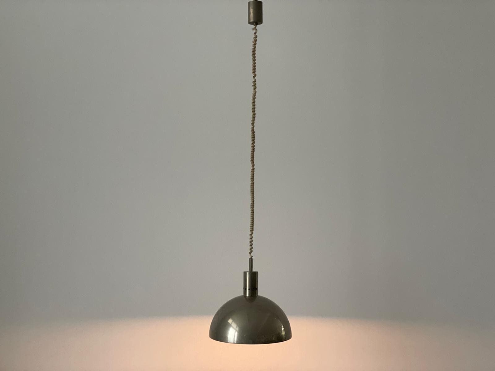 photo for sale Mid Century Modern Italian Matte Chrome Pendant Lamp, 1960s, Italy