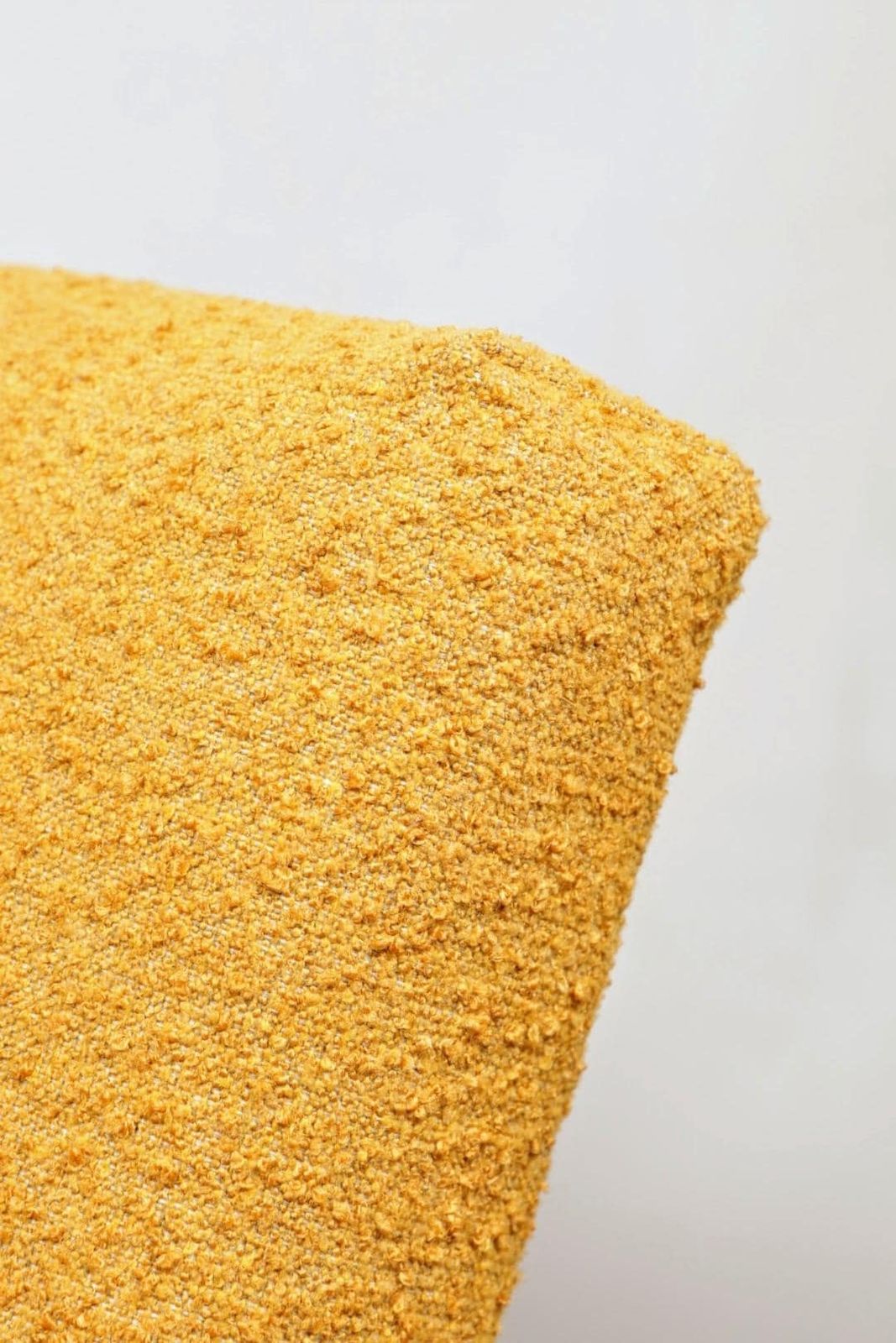 photo furniture Mid   Century Armchair Yellow Color Boucle Scandinavian Design Wooden Lounge Chair
