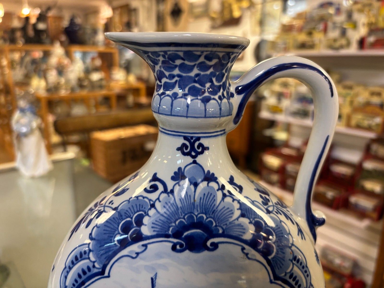 Rare Vintage Delft Pottery Blue & White Windmill Hand Painted Jug/ Vase photo furniture