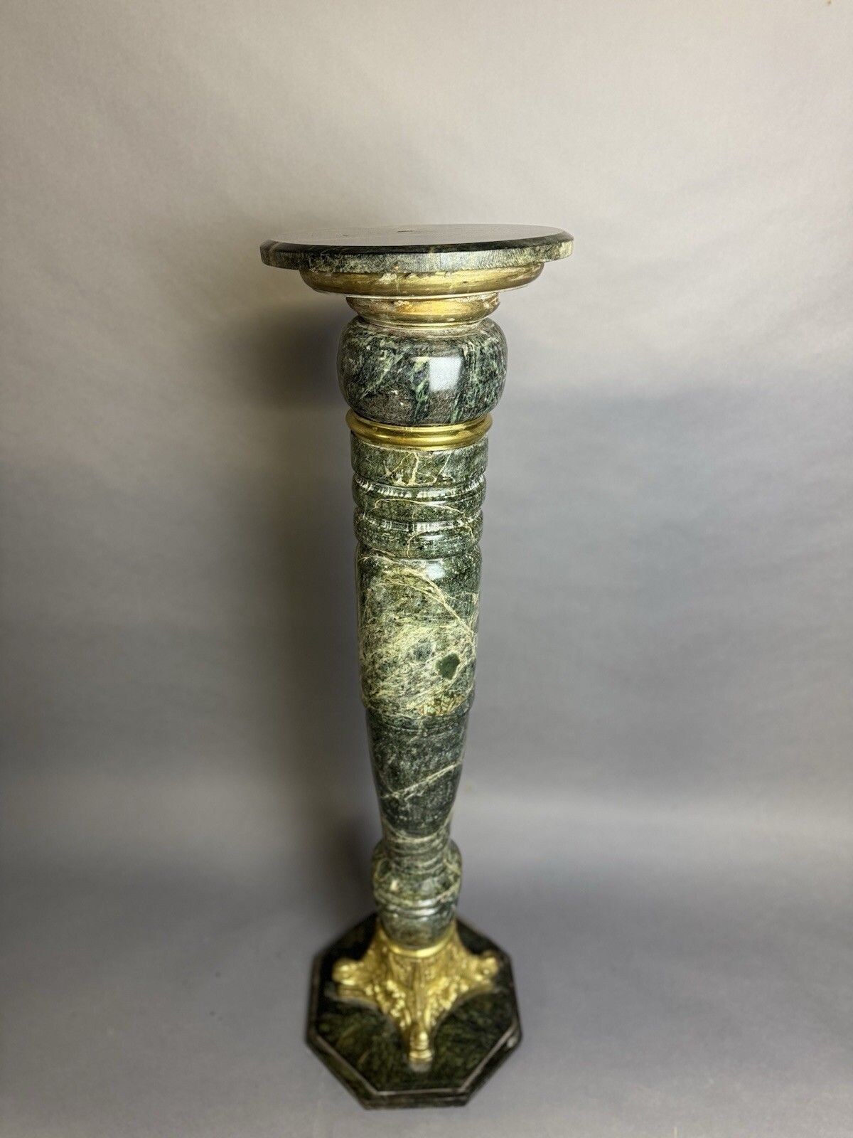 Green Marble And Gilt Italian Column Plinth Pedestal Large Jardinière Louis XVI photo vinterior