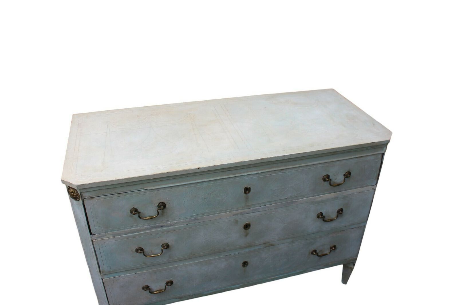 Elegant 18th Century Painted Gustavian Commode, C.1770. Original Patina, Mahogany And Oak Craftsmanship, Swedish Neoclassical Design. photo Furniture