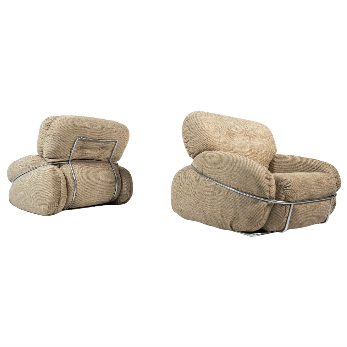 Mid Century Modern Pair Of “Okay” Armchairs By Adriano Piazzesi, 1960s