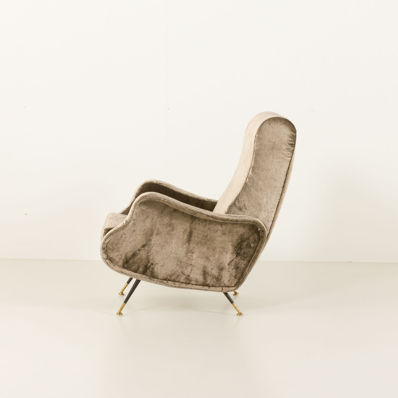 Italian Velevet Mid Century Lounge Chair In The Style Of Marco Zanuso, 1960s photo Furniture